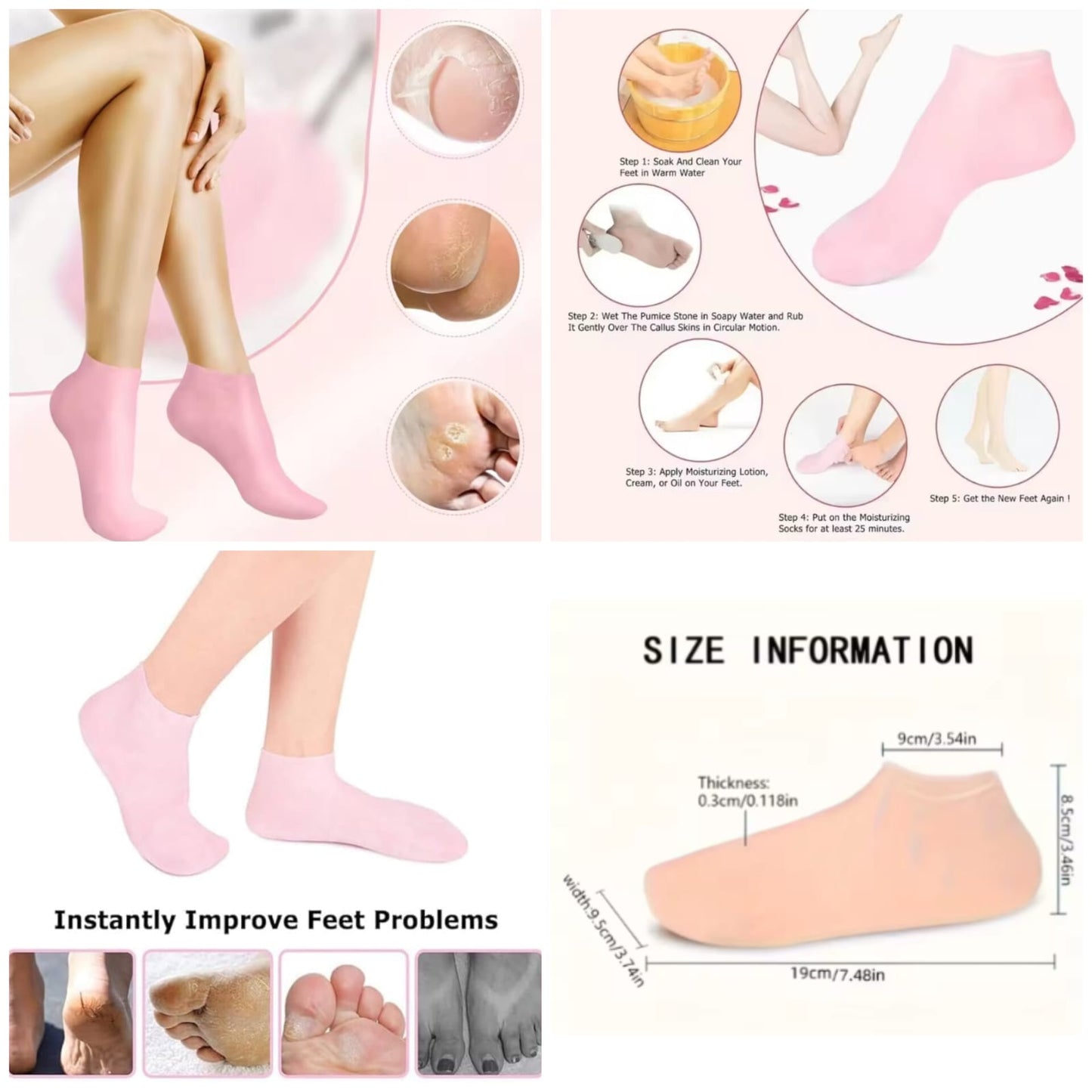 Premium High Quality Moisturizing Gel Socks – Soft Silicone Heel Repair Socks for Dry & Cracked Feet