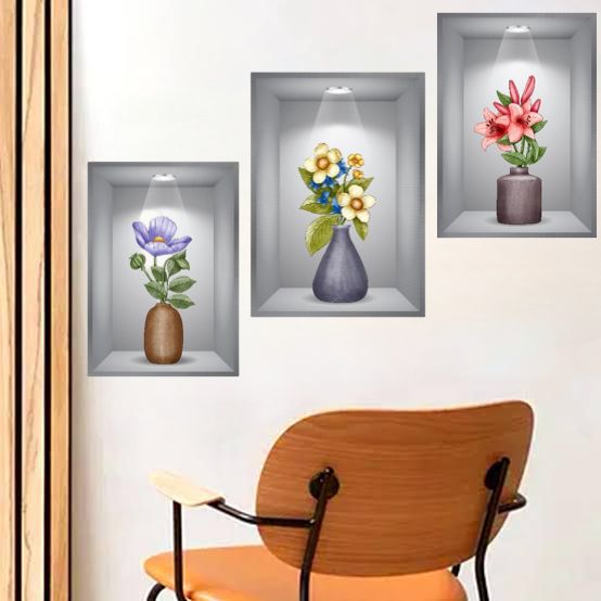 Set of 3 Pcs 3D Wallpaper Sticker Sheets – Decorative Wall Panels for Home & Office Décor