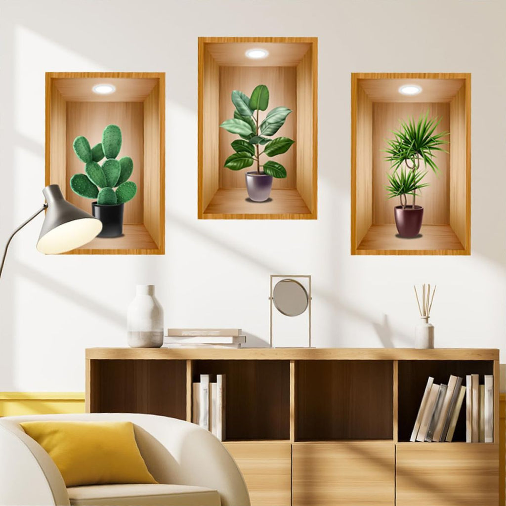 Set of 3 Pcs 3D Wallpaper Sticker Sheets – Decorative Wall Panels for Home & Office Décor