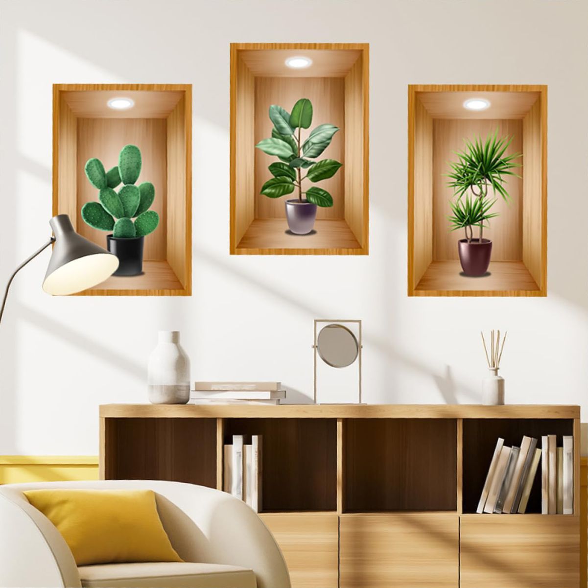 Set of 3 Pcs 3D Wallpaper Sticker Sheets – Decorative Wall Panels for Home & Office Décor