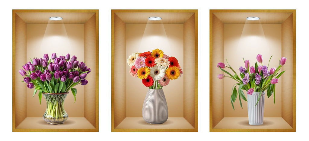 Set of 3 Pcs 3D Wallpaper Sticker Sheets – Decorative Wall Panels for Home & Office Décor
