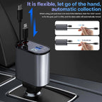 120W 4-in-1 Retractable Car Charger – Super Fast Multi Cable Car Phone Charger Adapter